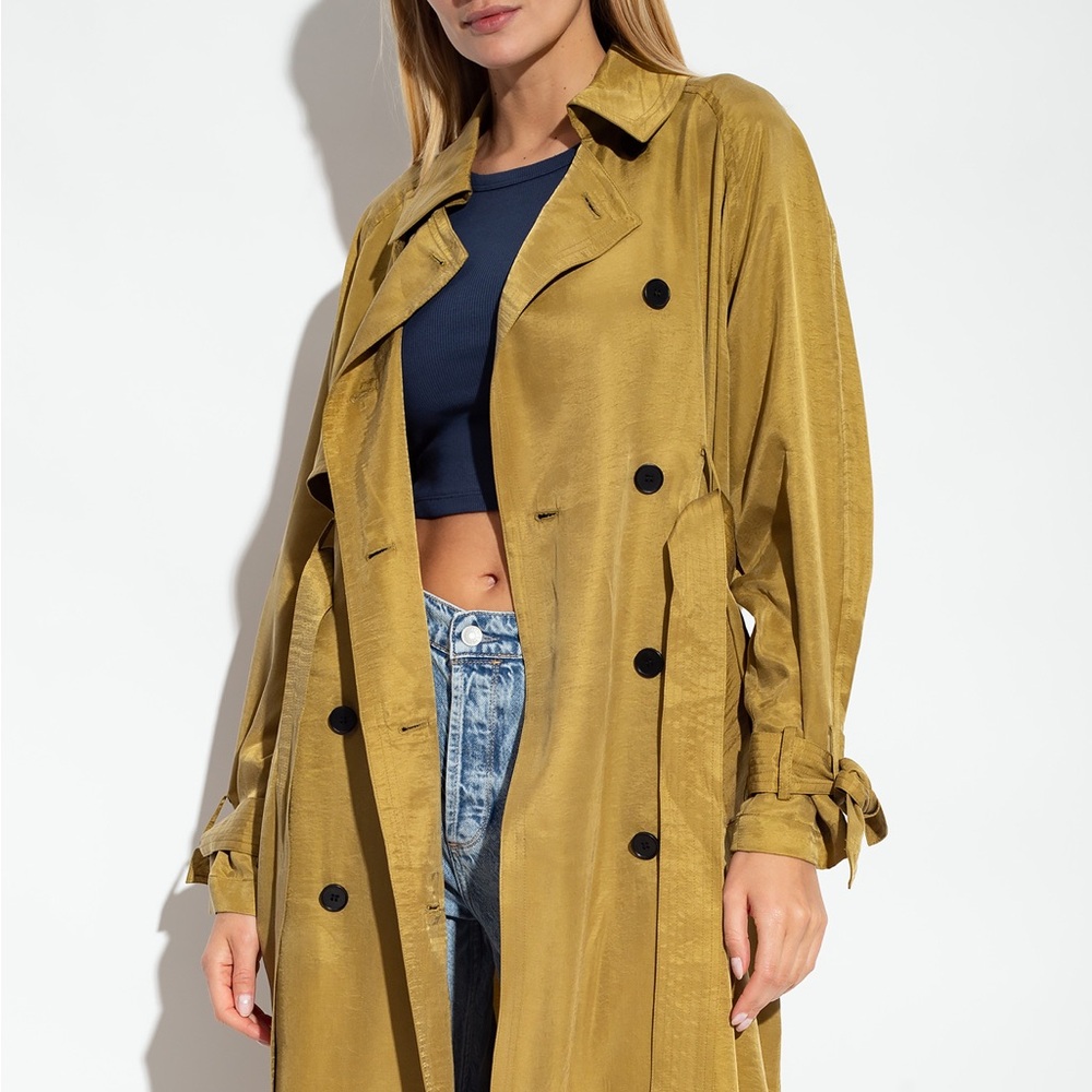 Stylish Mustard Double-Breasted Trench Coat